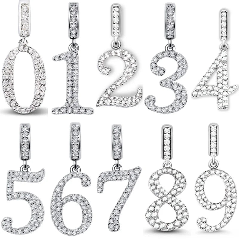 925 Sterling Silver Number 5 Dangle Charm – Personalized Jewelry Pendant for Bracelets & Necklaces