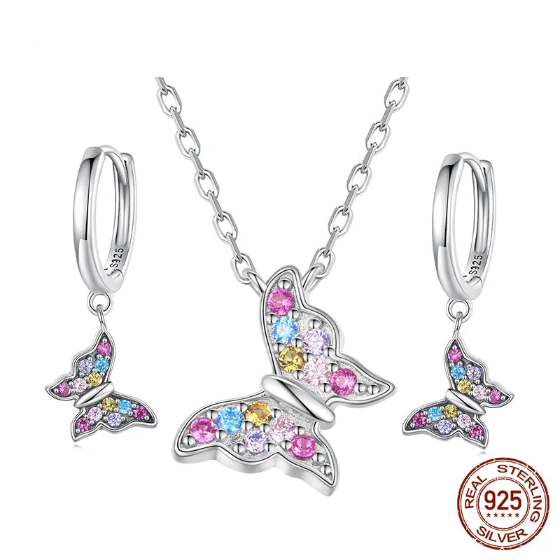 925 Silver Butterfly Jewelry Set – Necklace & Earrings
