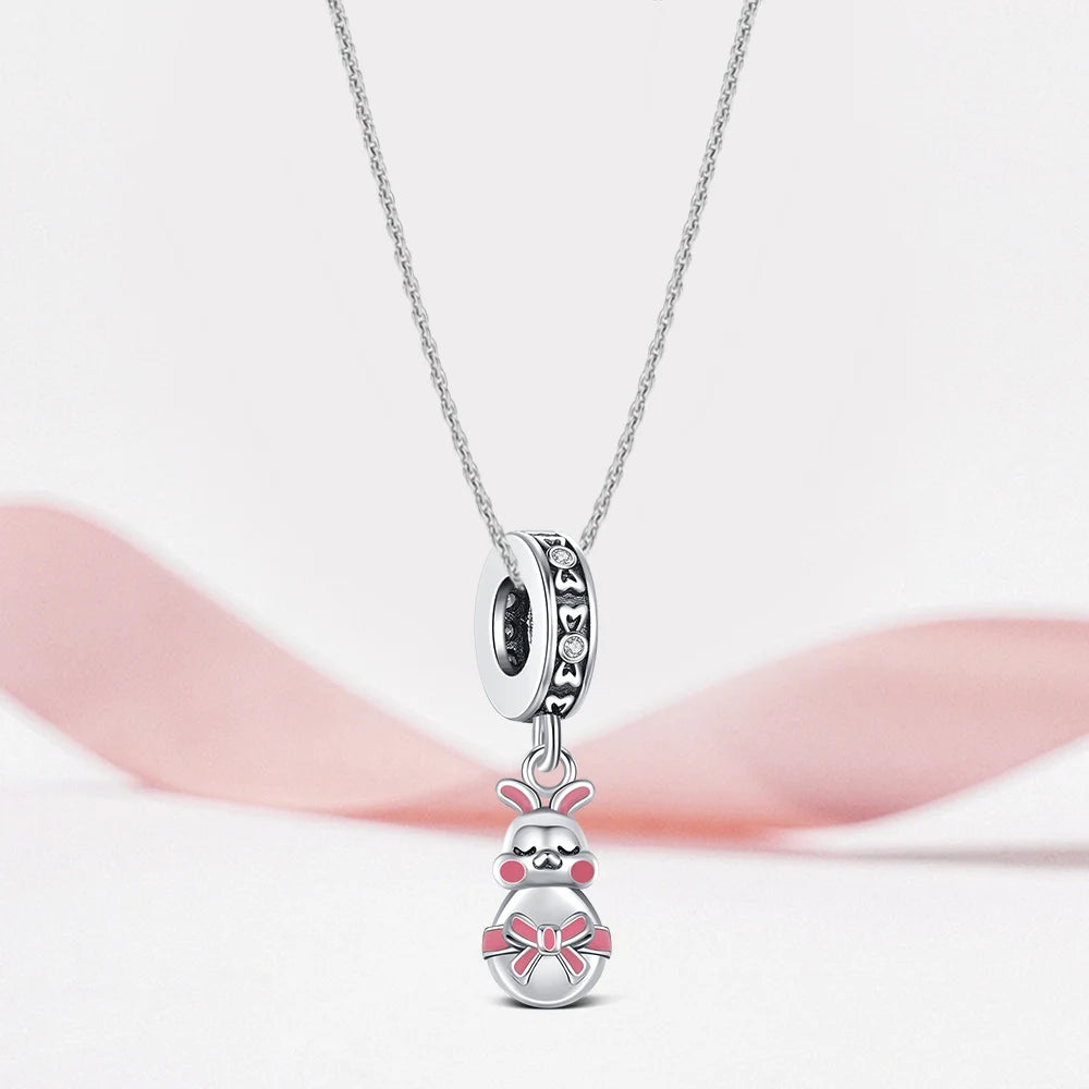 925 Sterling Silver robotic bunny easter charm