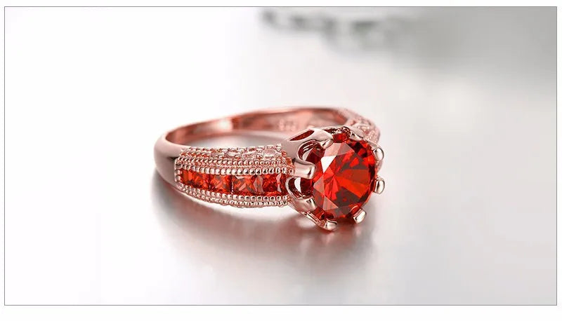 18K Yellow Gold Princess Ruby Engagement Ring for Women