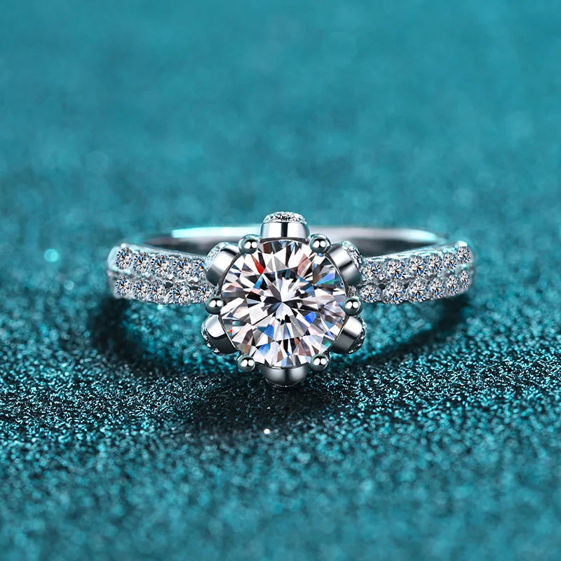 Elegant sterling silver engagement ring for women