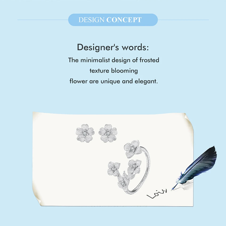 Sterling Silver Frosted Flower Jewelry Set – ring & Earrings
