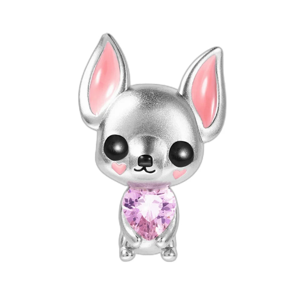 925 Sterling Silver Easter bunny love you charm