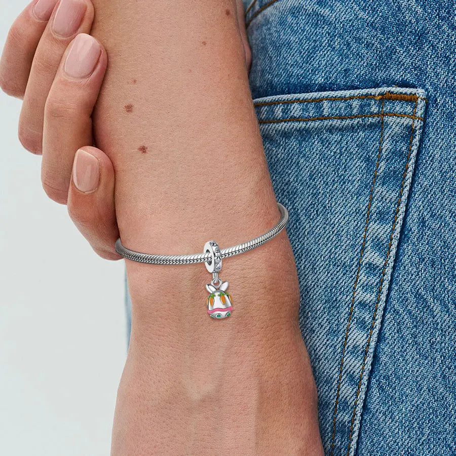 925 Sterling Silver Easter graduate Cute Rabbit Charm