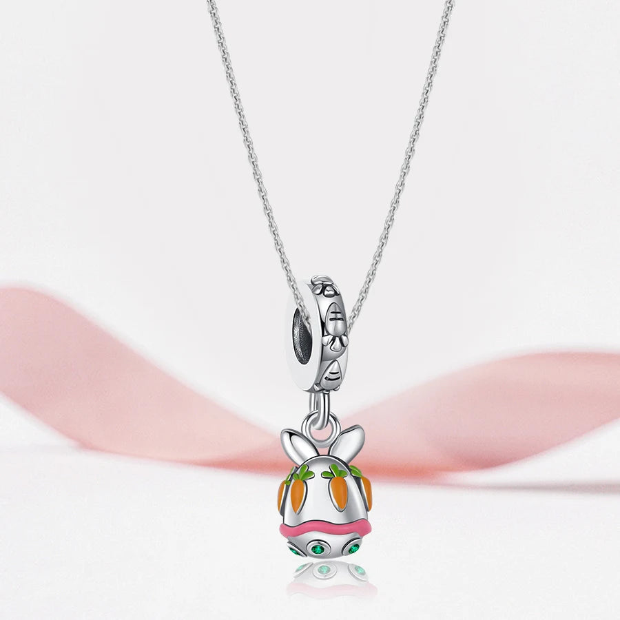 925 Sterling Silver Easter pendant Cute Rabbit Charm