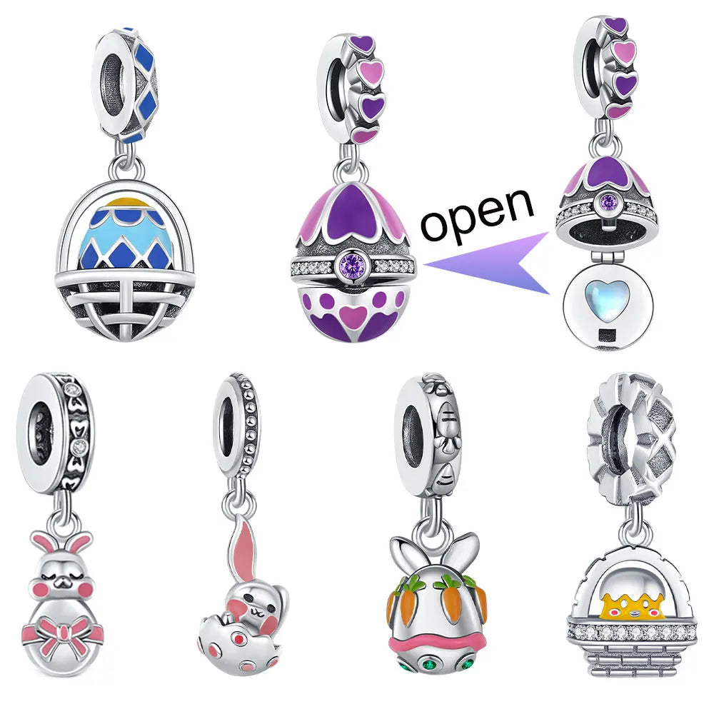 925 Sterling Silver Easter pendant Cute Rabbit Charm