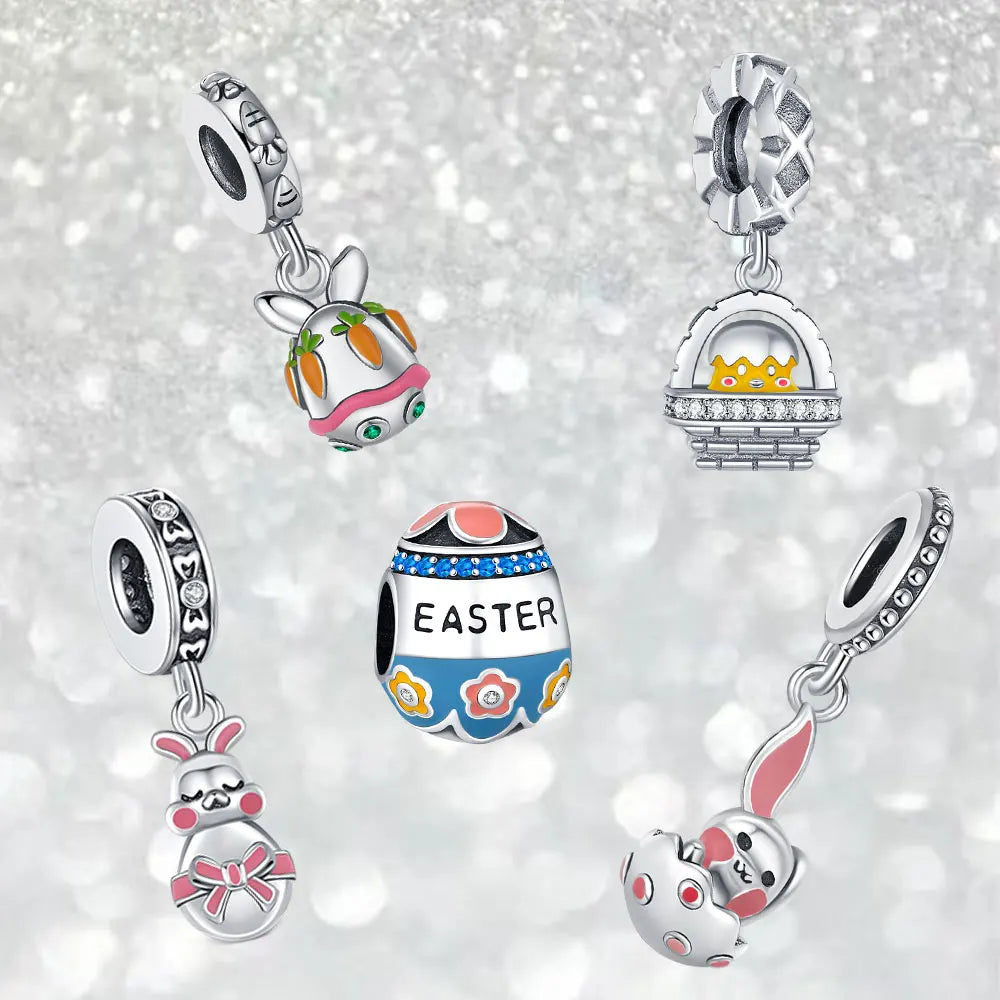 925 Sterling Silver Easter pendant Cute Rabbit Charm