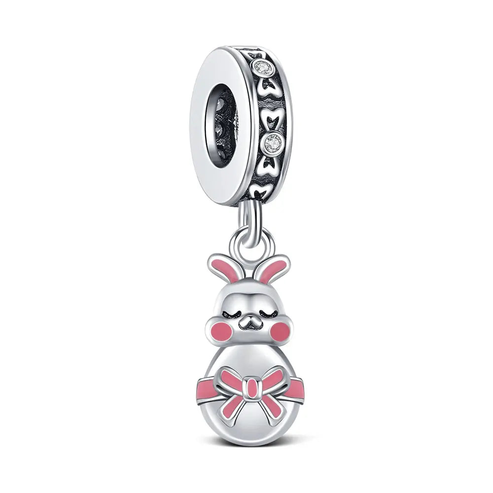 925 Sterling Silver Easter pendant Cute Rabbit Charm