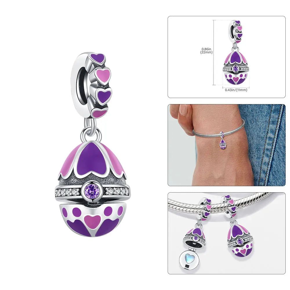 925 Sterling Silver Easter egg bead