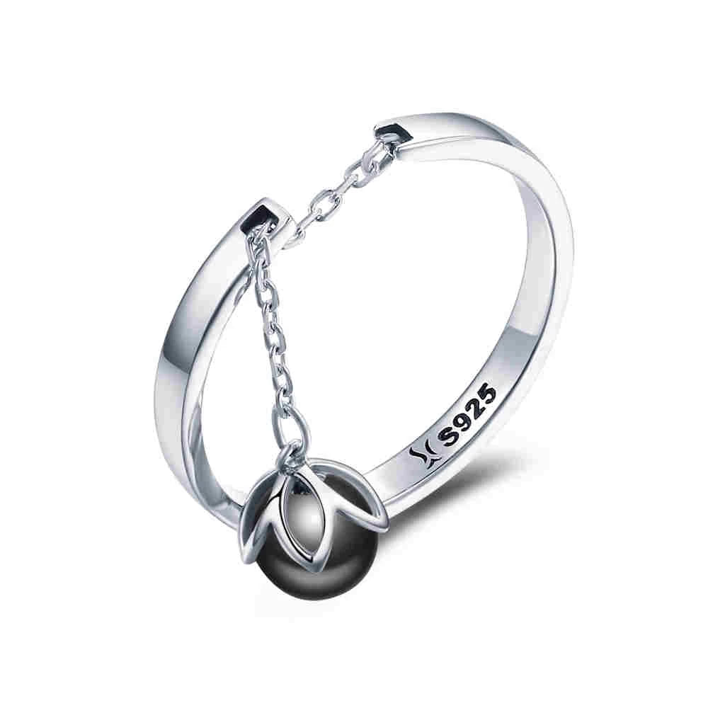 Sterling Silver Pearl Eternity Ring Adjustable for Women