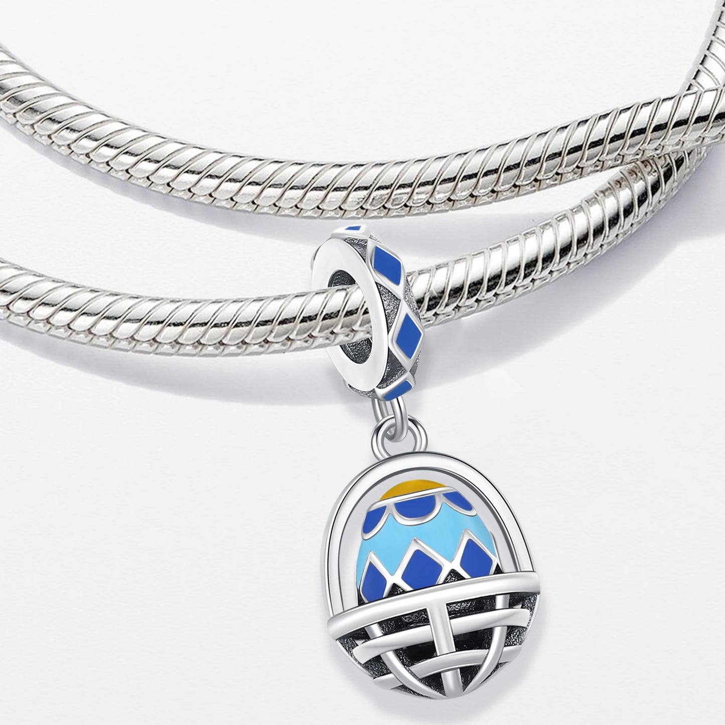 925 Sterling Silver Easter egg bead