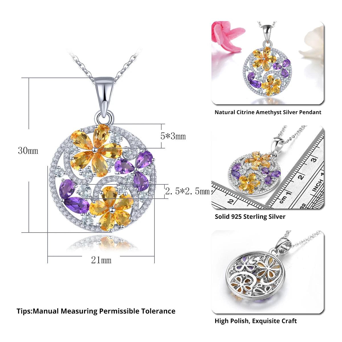 Multicolor gemstone necklace for women with 45cm chain