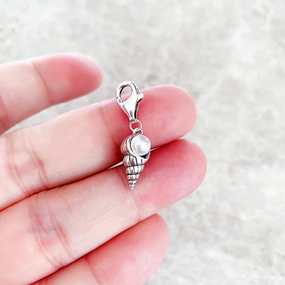 Shell Pearl Pendant Charm 925 Silver Ocean Gift