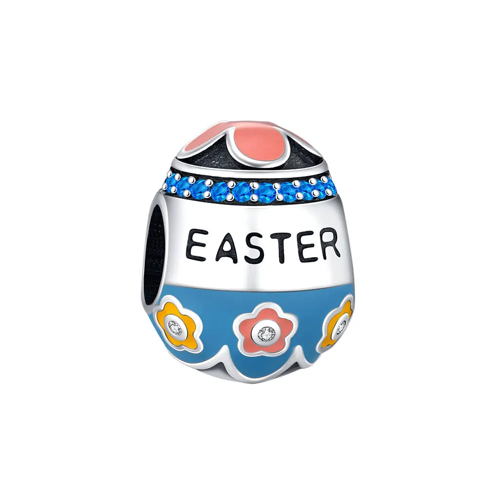 925 Sterling Silver Easter egg bead