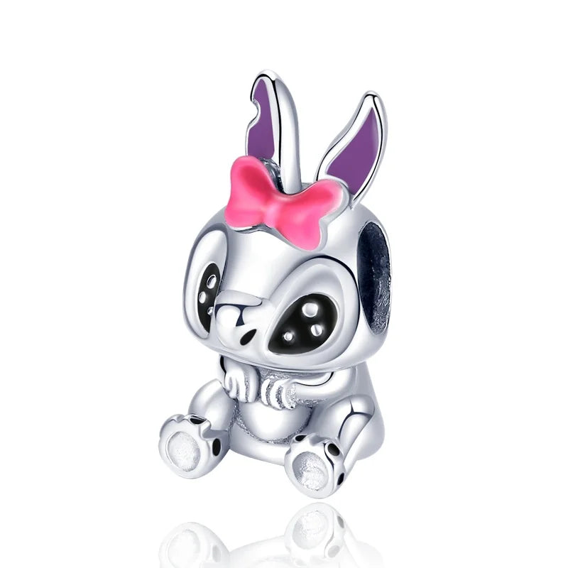 925 Sterling Silver Easter pendant Cute Rabbit in coffe Charm