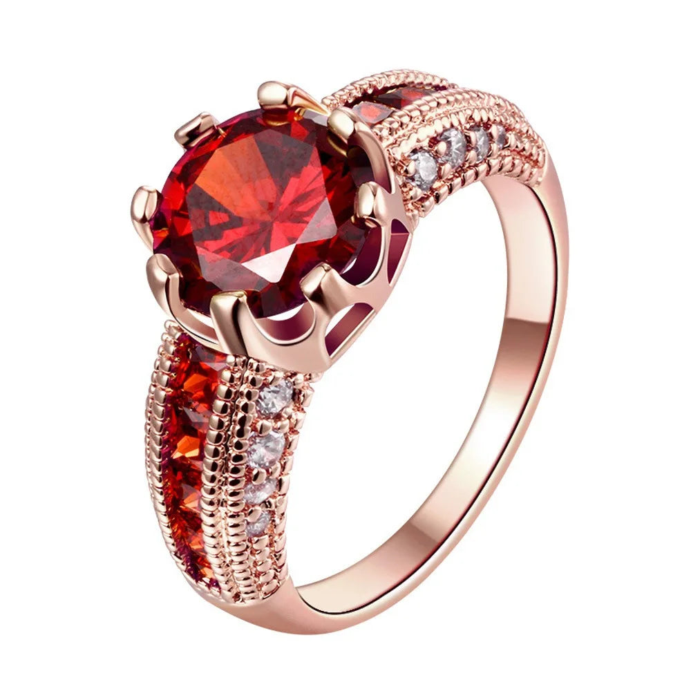 18K Yellow Gold Princess Ruby Engagement Ring for Women