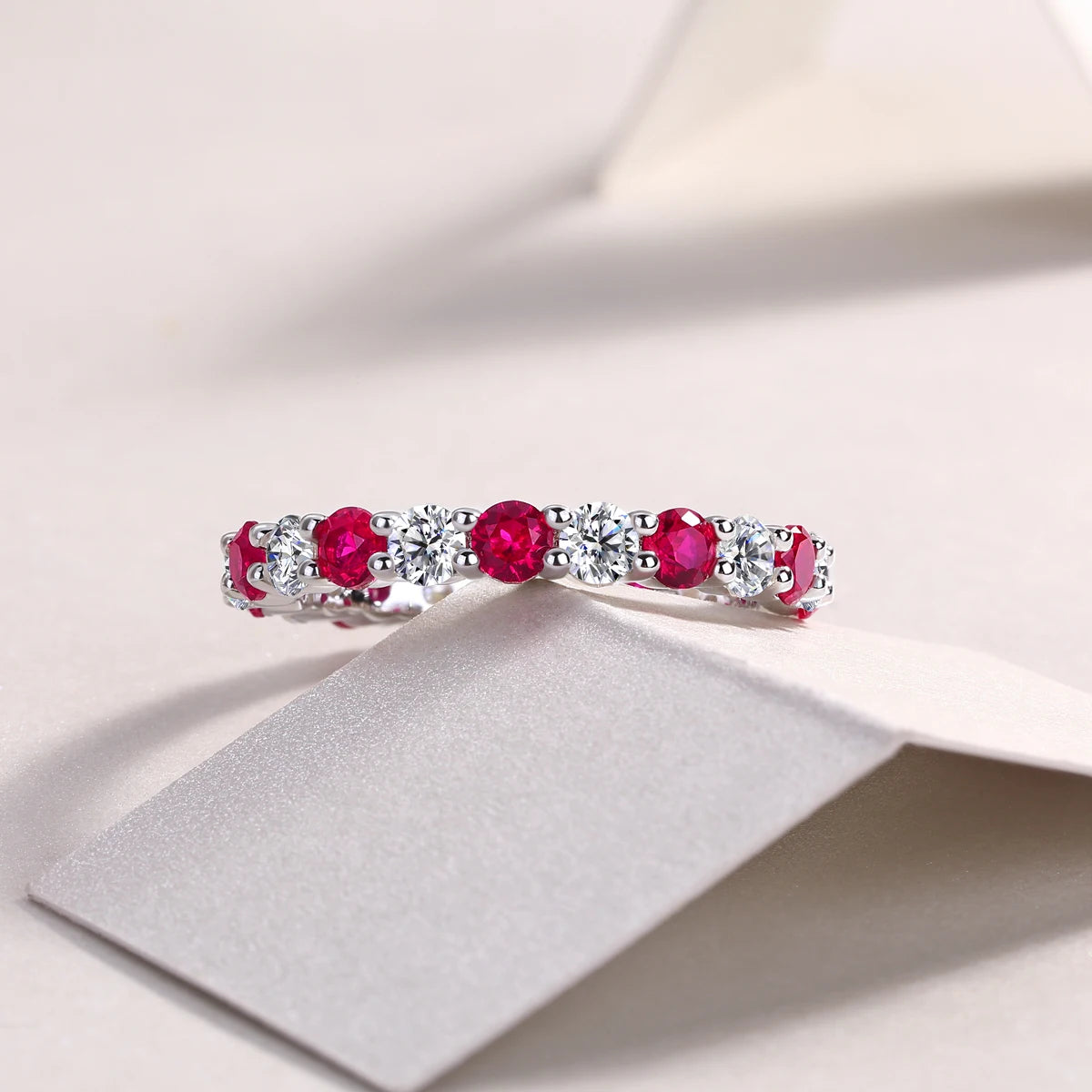 S925 Moissanite Ruby Ring 18K Gold Plated Luxury