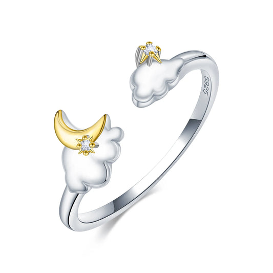 925 Sterling Silver Star Moon Cloud Opening Rings, buy sterling silver ring online true cybele in london and newyork