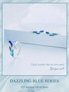 Blue Feather Open Ring & Drop Earrings 925 Sterling Silver