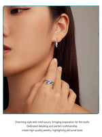 Blue Feather Open Ring & Drop Earrings 925 Sterling Silver