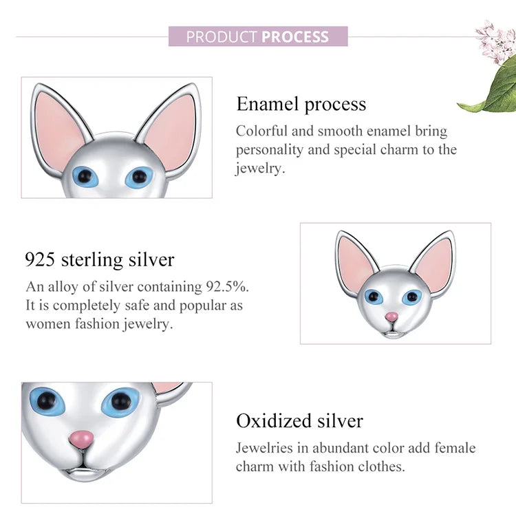 Cute Cat Charms 925 Sterling Silver