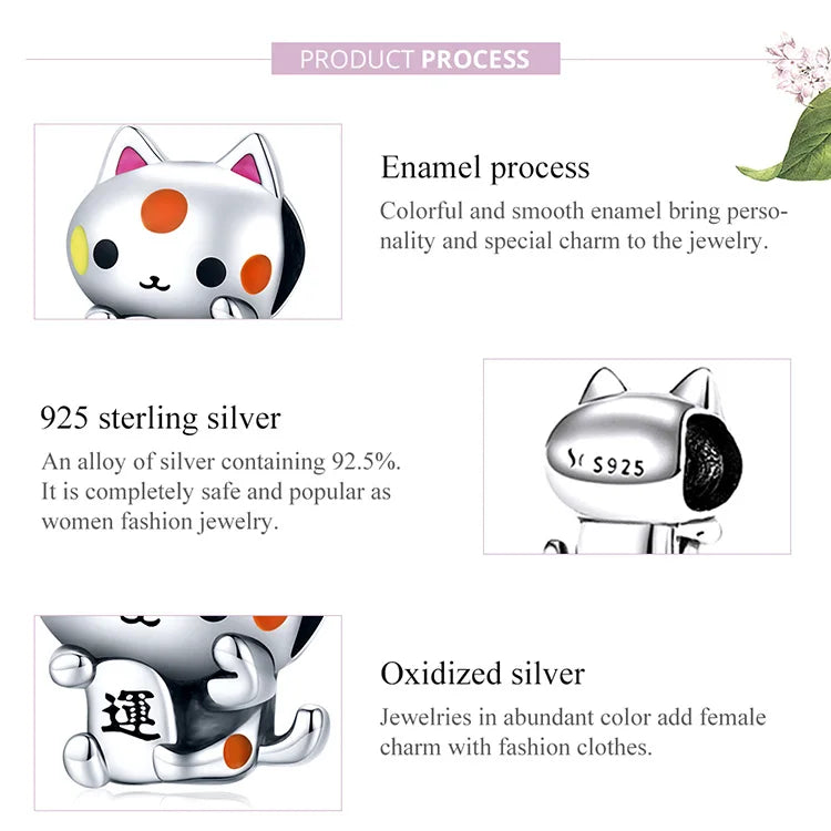 Cute Cat Charms 925 Sterling Silver