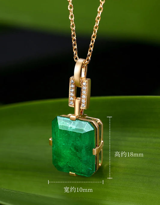 14K Rose Gold Emerald Pendant Necklace – 45cm
