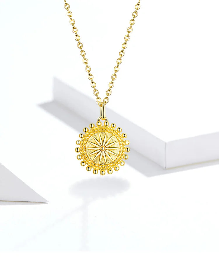 Sun Coin Pendant  925 Sterling Silver