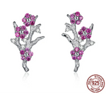 925 Sterling Silver Plum Blossom Flower Stud Earrings