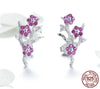 925 Sterling Silver Plum Blossom Flower Stud Earrings