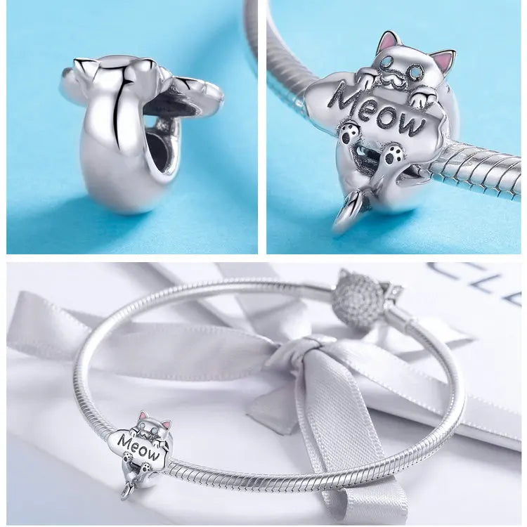 Cute Cat Charms 925 Sterling Silver