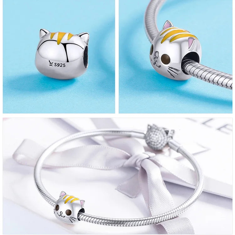 Cute Cat Charms 925 Sterling Silver