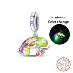 100% 925 Sterling Silver Colorful Luminous Chameleon Charms