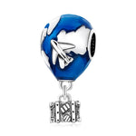 Sterling Silver Blue Traveling Airplane Charm Bead