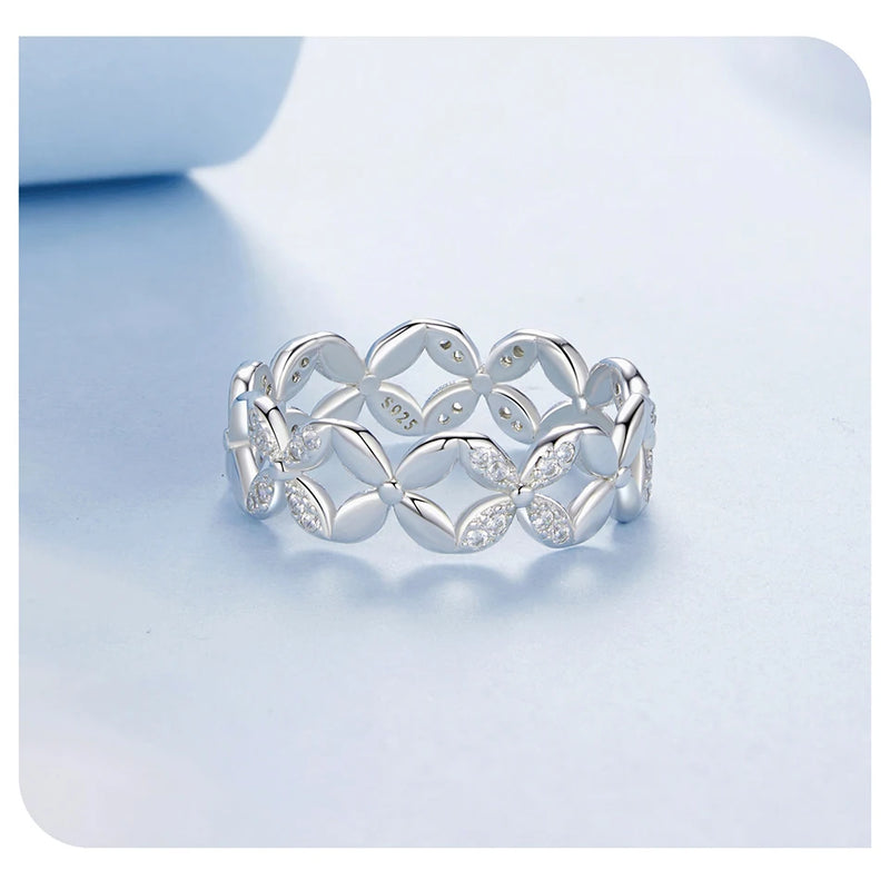 925 Sterling Silver Hollowed Heart Ring Woven Width Rings