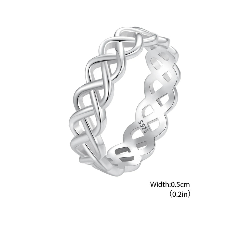 925 Sterling Silver Hollowed Heart Ring Woven Width Rings