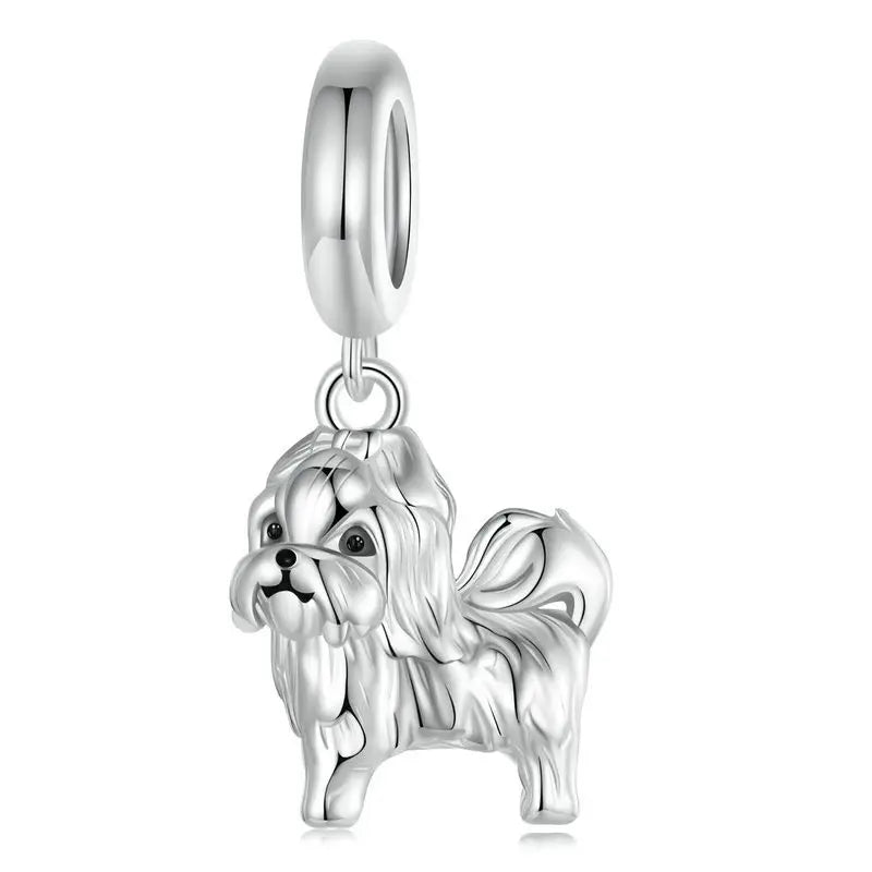 Sterling Silver Dog Pet Charms  Pendant Paw