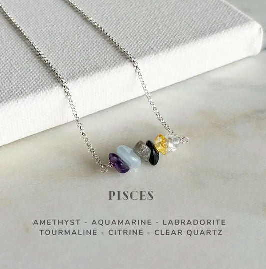 Pisces crystal necklace on velvet background

