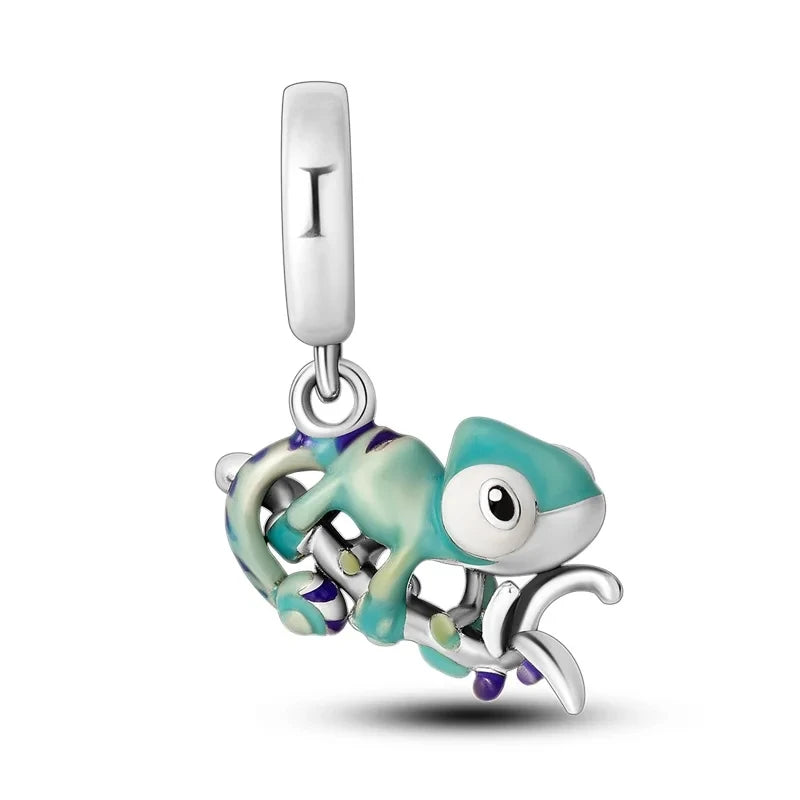 100% 925 Sterling Silver Colorful Luminous Chameleon Charms