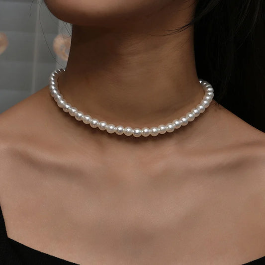 Elegant Faux Pearl Choker Necklace | 0.8cm Beaded Classic