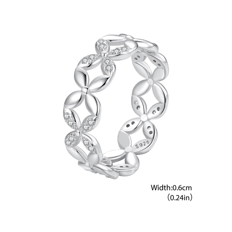 925 Sterling Silver Hollowed Heart Ring Woven Width Rings