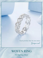 925 Sterling Silver Hollowed Heart Ring Woven Width Rings