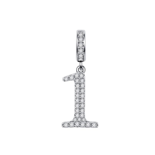 sterling Silver Number 1 Dangle Charm – Personalized Jewelry Pendant for Bracelets & Necklaces"