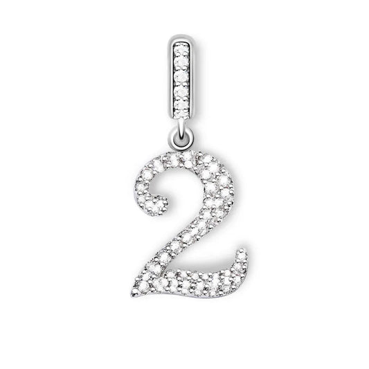925 Sterling Silver Number 2 Dangle Charm – Personalized Jewelry Pendant for Bracelets & Necklaces