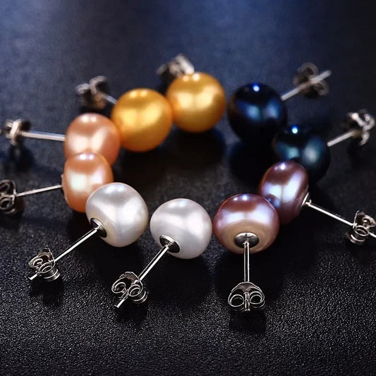 100% Genuine Freshwater White Pearl Earrings