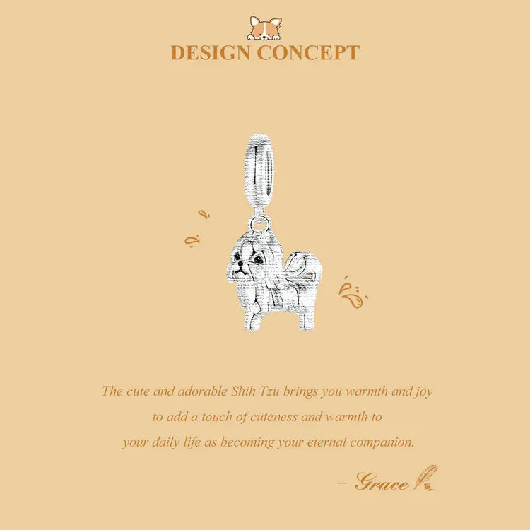 Sterling Silver Dog Pet Charms  Pendant Paw