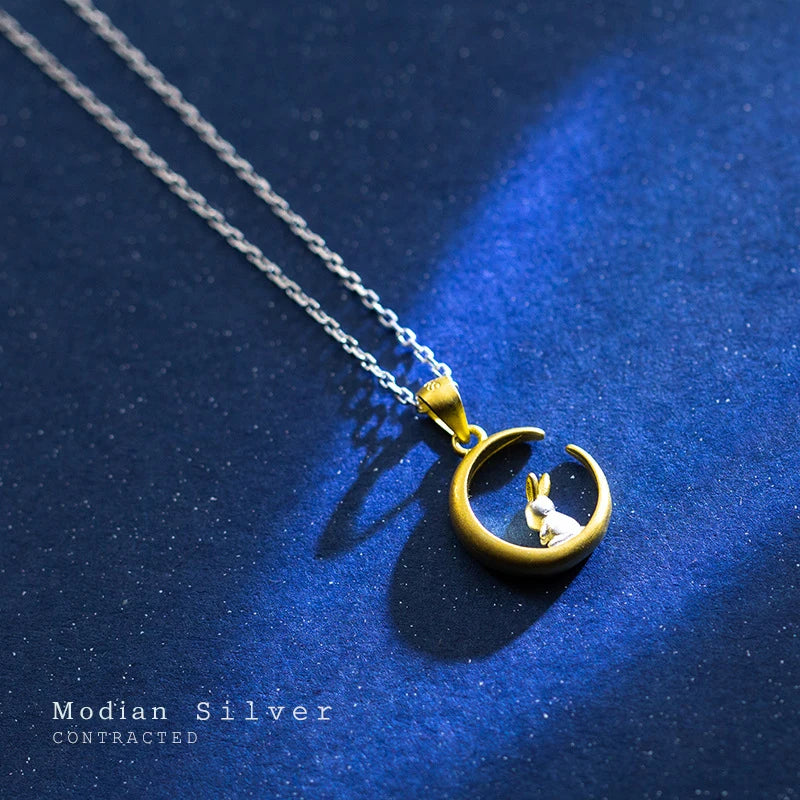 MODIAN 925 Sterling Silver Fashion  Chain Pendant Necklace For Women