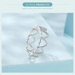 925 Sterling Silver Hollowed Heart Ring Woven Width Rings