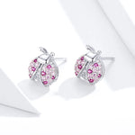 Sterling Silver Pink Ladybug Jewelry Set