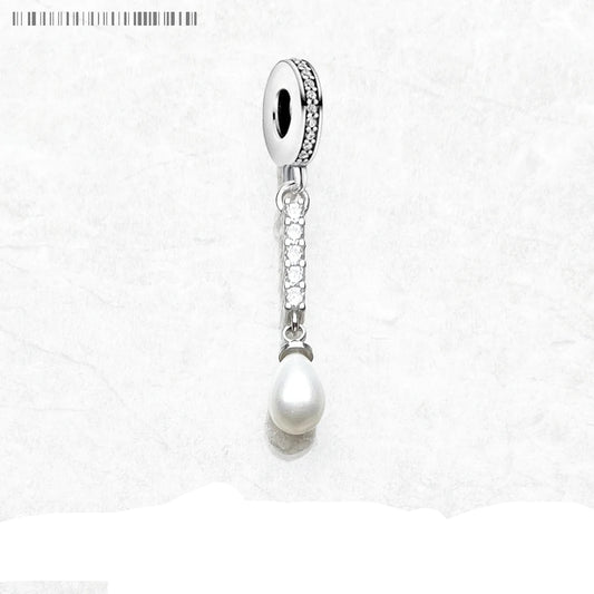 Sterling silver pendant charm with dropwater pearl
